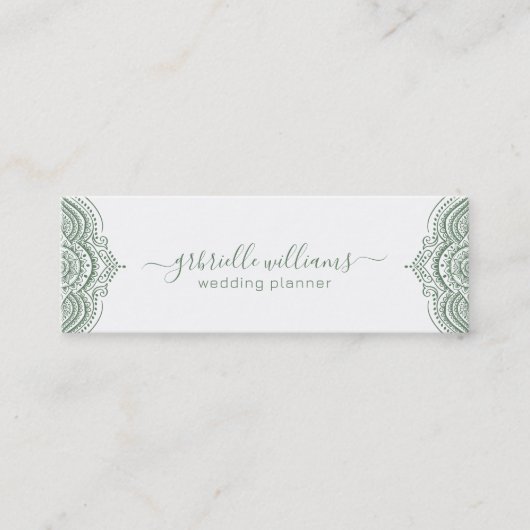 Verzierter Rahmen in grün auf weißem Hintergrund Mini Visitenkarte (Vorderseite)