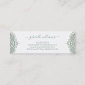 Verzierter Rahmen in grün auf weißem Hintergrund Mini Visitenkarte (Rückseite)