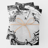 Verzierter Rahmen in Schwarzweiß-Alice im Wunderla Geschenkpapier Set (Beispiel)