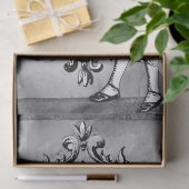 Verzierter Rahmen in Schwarzweiß-Alice im Wunderla Seidenpapier (Geschenk)