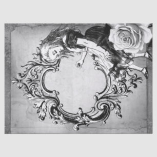 Verzierter Rahmen in Schwarzweiß-Alice im Wunderla Seidenpapier