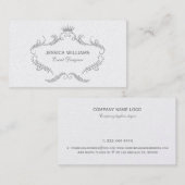 Verzierter Rahmen mit weißem Glitzer Visitenkarte (Vorne/Hinten)