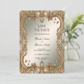 Verzierter Rahmen Save the Date (Stehend Vorderseite)