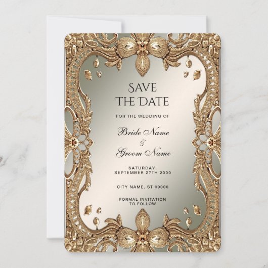 Verzierter Rahmen Save the Date (Vorderseite)