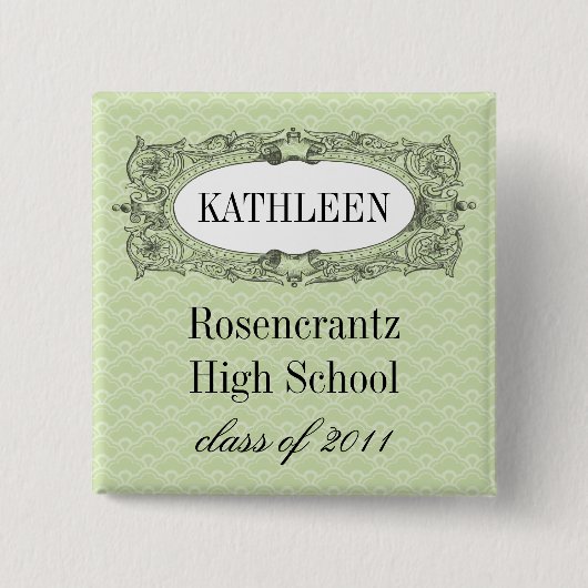 Verzierter Rahmen-weises Grün-Abschluss Button (Vorderseite)