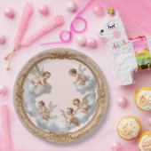 Verzierter Rokoko Cherub Pink Cloud Party Plate Pappteller (Party)