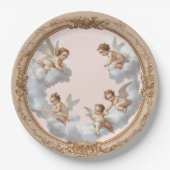 Verzierter Rokoko Cherub Pink Cloud Party Plate Pappteller (Vorderseite)