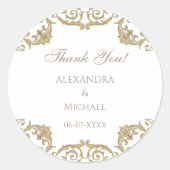 Verzierter Rokoko Viktorianisch Wedding Vielen Dan Runder Aufkleber (Vorderseite)