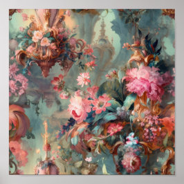 Verzierter Rokoko Zeitraum Florals Poster