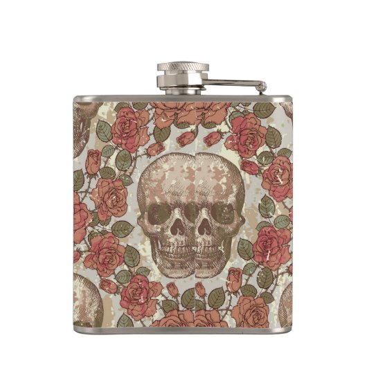 Verzierter Schädel Flachmann (Rückseite)