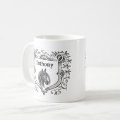 Verzierter Schild Reitpferd Etching Antique Sketch Kaffeetasse (Vorderseite Links)