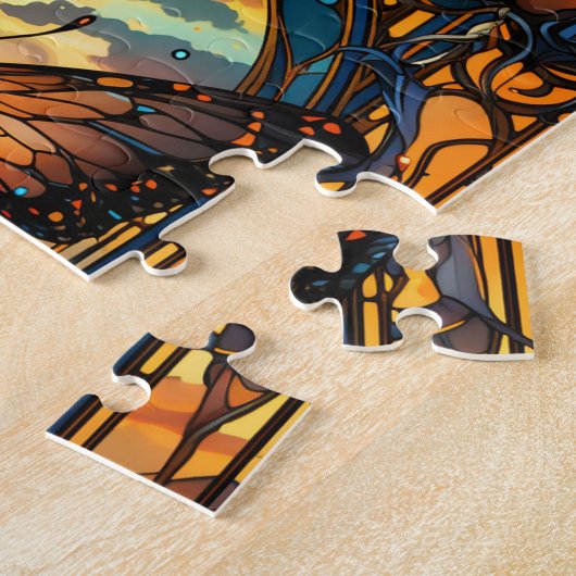Verzierter Schmetterling im Buntglasstil Puzzle (Seite)