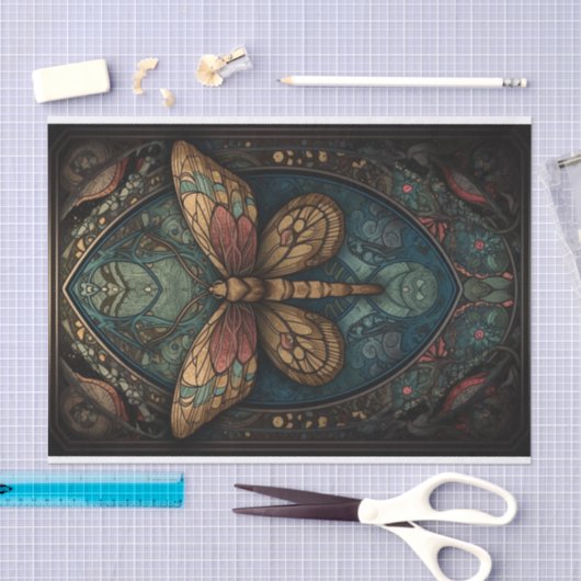 Verzierter Schmetterling in gedämpften Tönen Seidenpapier (Handwerk)