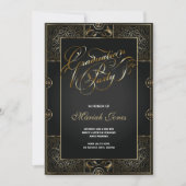 Verzierter Schwarz/Gold Art Deco ABSCHLUSS Einladu Einladung (Vorderseite)