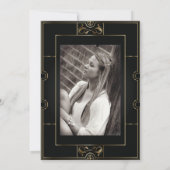 Verzierter Schwarz/Gold Art Deco ABSCHLUSS Einladu Einladung (Rückseite)