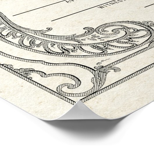 Verzierter Scroll Border Rahmen in einem Hochzeits Poster (Ecke)