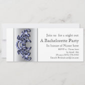 Verzierter silberfarbener Junggeselinnen-Abschied Einladung (Rückseite)