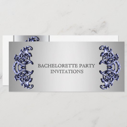 Verzierter silberfarbener Junggeselinnen-Abschied Einladung (Vorne/Hinten)