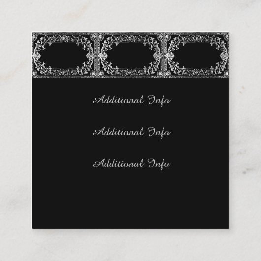 Verzierter Silberrahmen Quadratische Visitenkarte (Rückseite)
