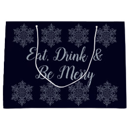 Verzierter Silberschneeflocken Große Geschenktüte