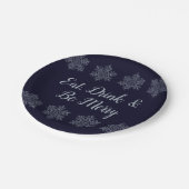 Verzierter Silberschneeflocken Pappteller (Schrägansicht)