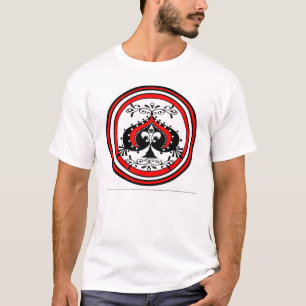 Verzierter Spaten-Entwurf weiß/Rot/Schwarzes T-Shirt