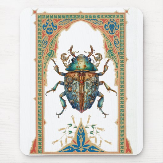 Verzierter Steampunkblau Mousepad (Vorne)