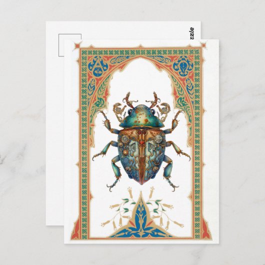 Verzierter Steampunkblau Postkarte (Vorne/Hinten)