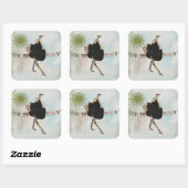 Verzierter Straußensonnenaufkleber Quadratischer Aufkleber (Blatt)