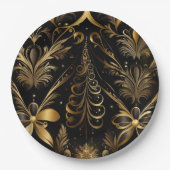 Verzierter Urlaub in Schwarz und Gold Pappteller (Vorderseite)