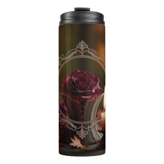 Verzierter Viktorianischer Spiegel Lila Rose Kerze Thermosbecher (Vorderseite)