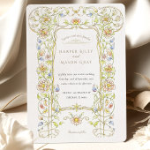 Verzierter Vintager Blumenstrauß Einladung