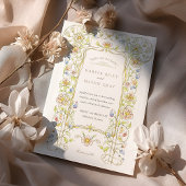 Verzierter Vintager Blumenstrauß Einladung