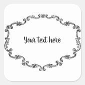 Verzierter Vintager Rahmen Hinzufügen von Text Quadratischer Aufkleber (Vorderseite)