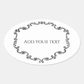 Verzierter Vintager Rahmen Text hinzufügen Ovaler Aufkleber (Vorderseite)