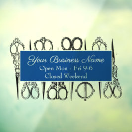 Verzierter Vintager Scheren Stylist Fensteraufkleber