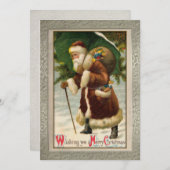 Verzierter Vintager Weihnachtsmann mit Geschenken Feiertagskarte (Vorne/Hinten)