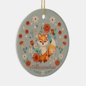 Verzierter Waldfuchs Whimsisches Wasserfarbenjahr Keramik Ornament (Rechts)