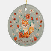 Verzierter Waldfuchs Whimsisches Wasserfarbenjahr Keramik Ornament (Links)