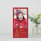 Verzierter Weihnachtsbaum Feiertagskarte (Stehend Vorderseite)