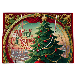 Verzierter Weihnachtsbaum Große Geschenktüte
