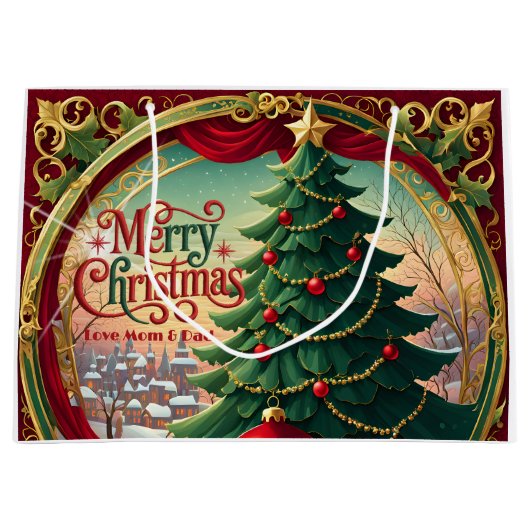 Verzierter Weihnachtsbaum Große Geschenktüte (Vorderseite)