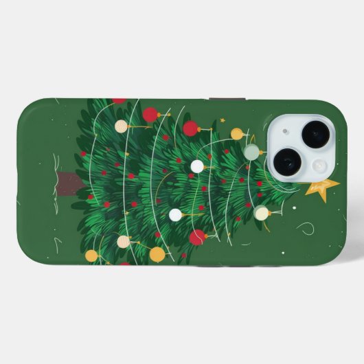 Verzierter Weihnachtsbaum Grüner Hintergrund Case-Mate iPhone Hülle (Rückseite (Horizontal))