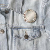 Verzierter weißer Blumenrahmen-Button Button (Beispiel)