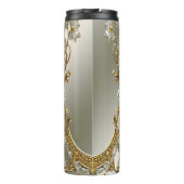 Verzierter weißer Blumenthermaltumbler Thermosbecher (Rückseite)