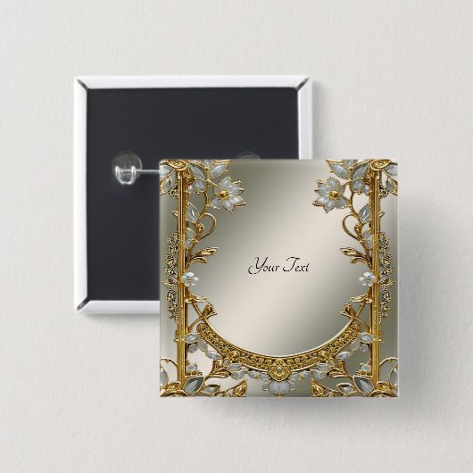 Verzierter weißer Florknopf Button (Vorne & Hinten)