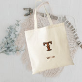 Verzierter Western-Leder-Initial-Monogramm T Tragetasche