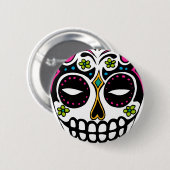 Verzierter Zuckerschädel Button (Vorne & Hinten)