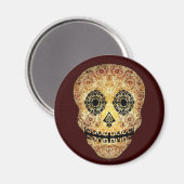 Verzierter Zuckerschädel Magnet (Vorderseite/Rückseite)