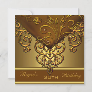 Verziertes Altgold-Bronze 30. Elegantes Geburtstag Einladung